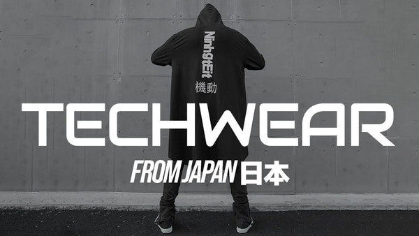 Japanese techwear worn by a man with a techwear jacket and a techwear pant