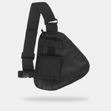 Black chest sling bag for tactical outfit and techwear fashion