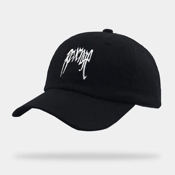Revenge cap for a black goth techwear outfit