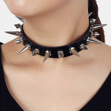 Woman with spike choker necklace