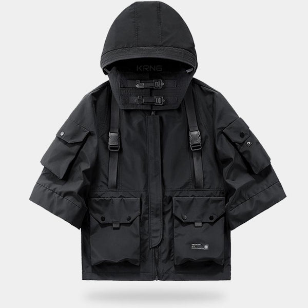 Urban ninja jacket with multi pockets: black techwear tactical outfits