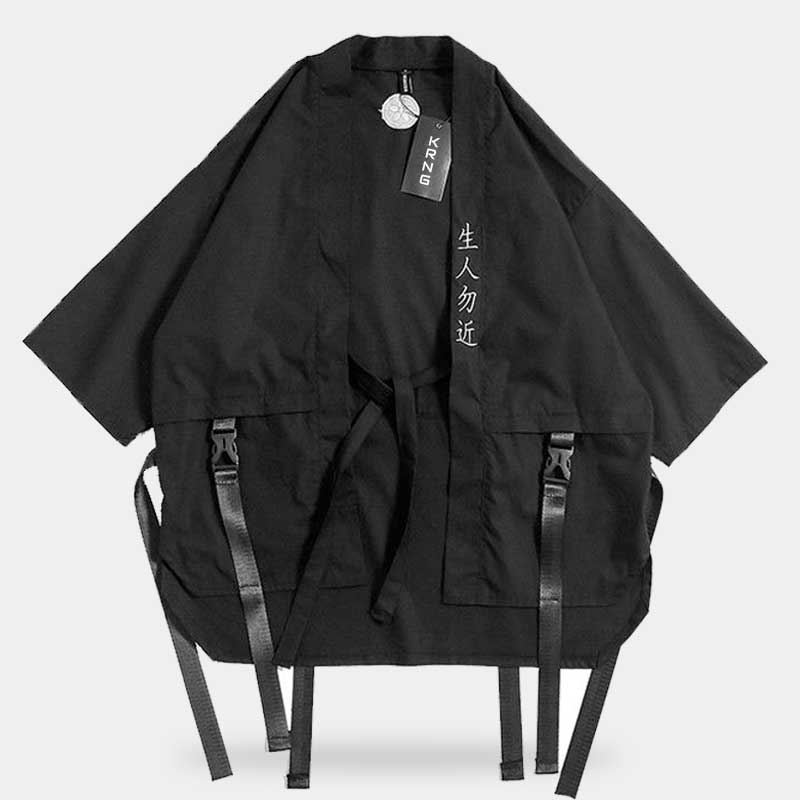 black asian techwear kimono from techwear shop: Karanage streetwear