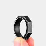 Black ring for men with techwear style