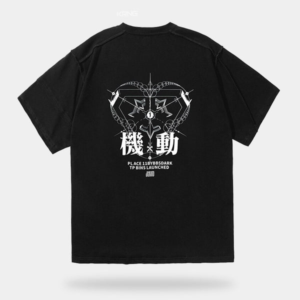cyberpunk tee shirt with white kanji