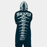 Man wearing a black cyberpunk vest inspired by techwear futuristic outfits