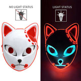 Red demon slayer fox mask girl inspired by Japanese Cyberpunk Led Mask
