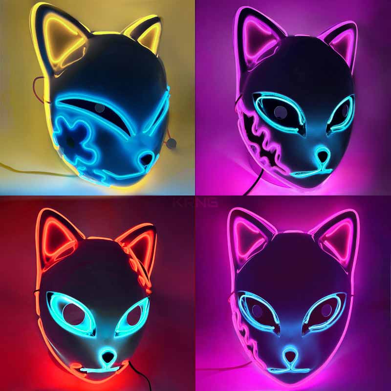 4 demon slayer masks inspired by Japanese Cyberpunk Led Mask