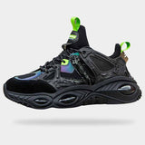 black futuristic shoes for mens with cyberpunk style