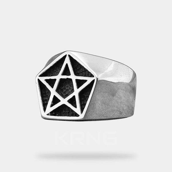 gothic ring with pentagram for techwear goth look