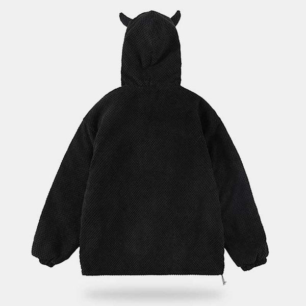 Black hoodie with devil horns for a cute dark kawaii style