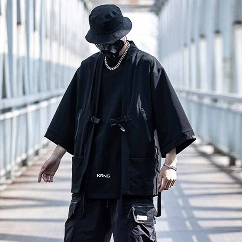 man wearing a Japanese kimono streetwear