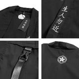 Kimono techwear material with kanji and streetwear accessories