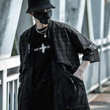 Man wearing a kimono techwear for dark samurai futuristic outfits