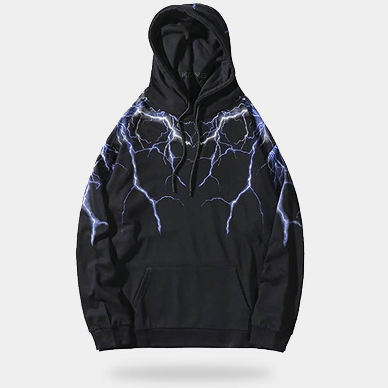 techwear Lightning bolt hoodie with fron pocket