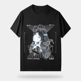 Meca-t-shirt showing a manga anime girl in a cyberpunk space