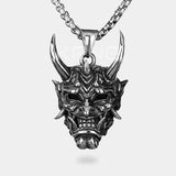 Oni necklace represente a Japanese demon face for an urban ninja style
