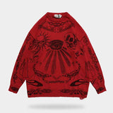 red gothic hoodie with death design