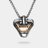 Samurai necklace representing a demon oni hannya with a stainless steel chain