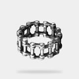 Silver chain ring inspired by cyberpunk and steampunk