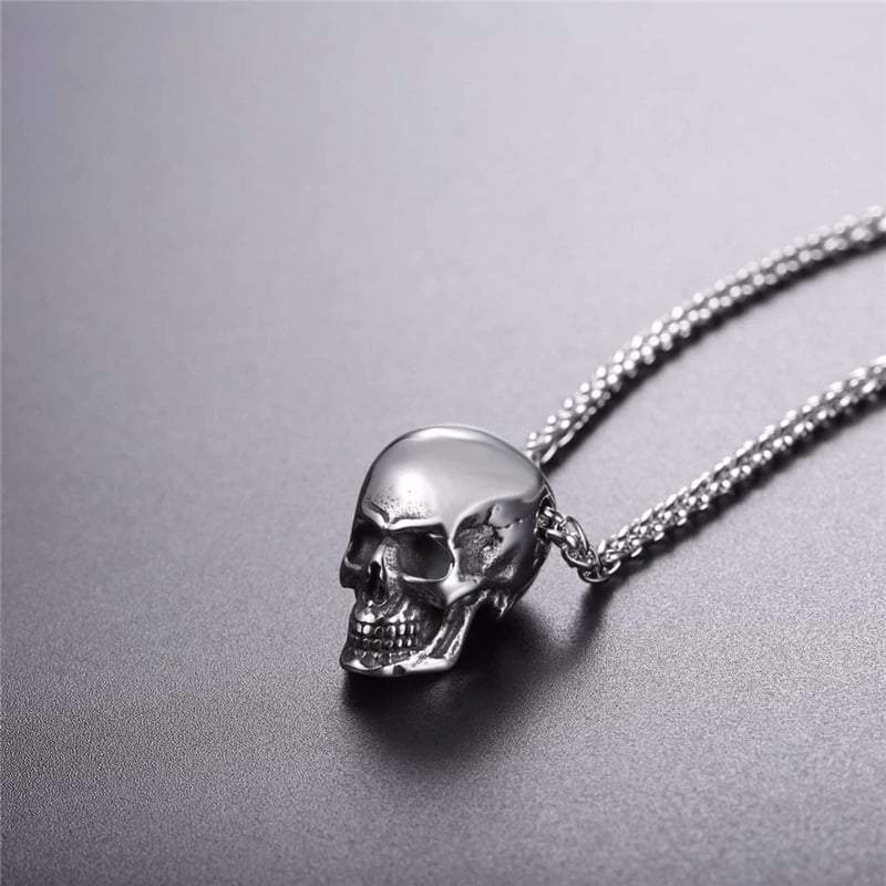 Skeleton necklace with silver chain
