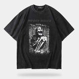 Black skeleton print shirt with white bones