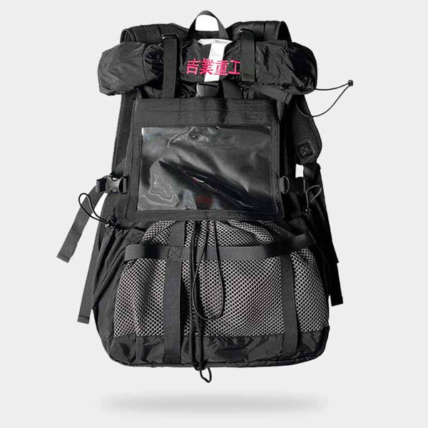 Black tactical backpak large for techwear outfit