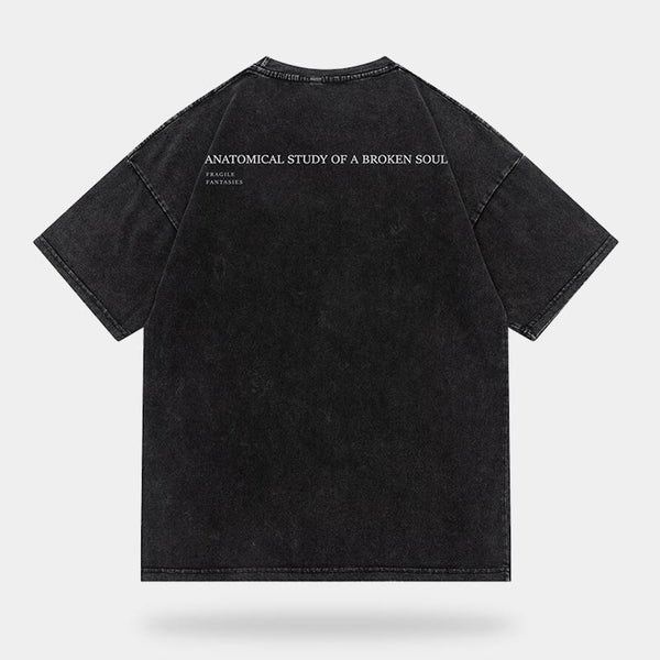 techwear black skull shirt with an english sentences about the soul