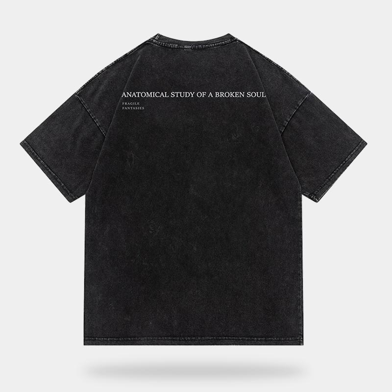 techwear black skull shirt with an english sentences about the soul