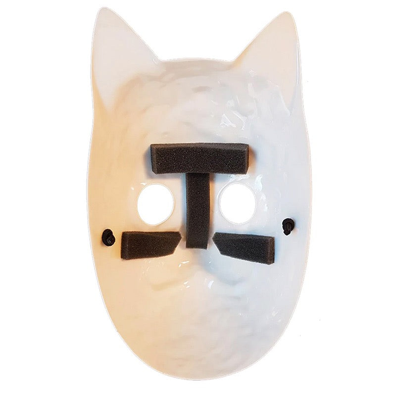 White techwear japanese fox mask confortable to wear
