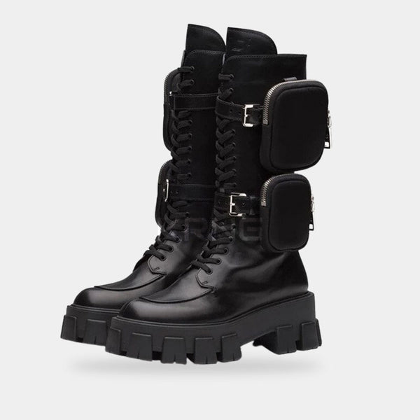 women black tactical boots with poches